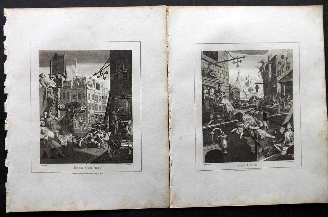 Hogarth, William 1810 Set of 2. Beer Street, Gin Lane (1 of 2)