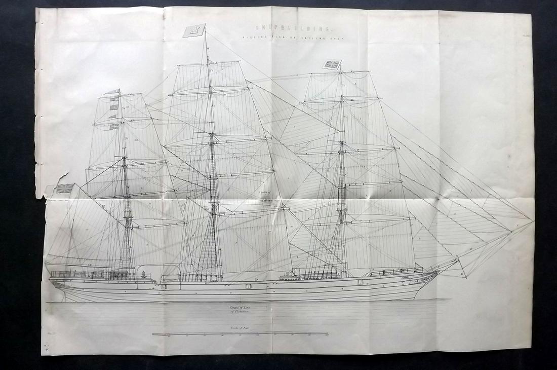 National Encyclopedia C1875 LG Print. Sailing Ship (1 of 2)