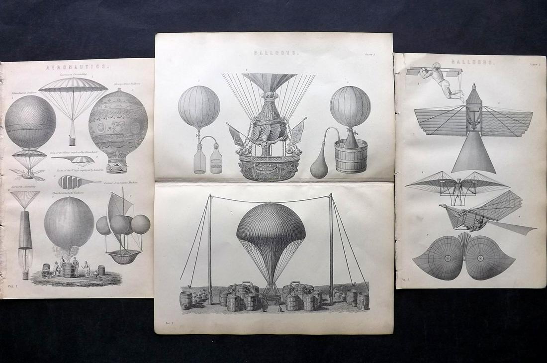 National Encyclopedia C1875 Lot of 3 Balloon Prints (1 of 2)