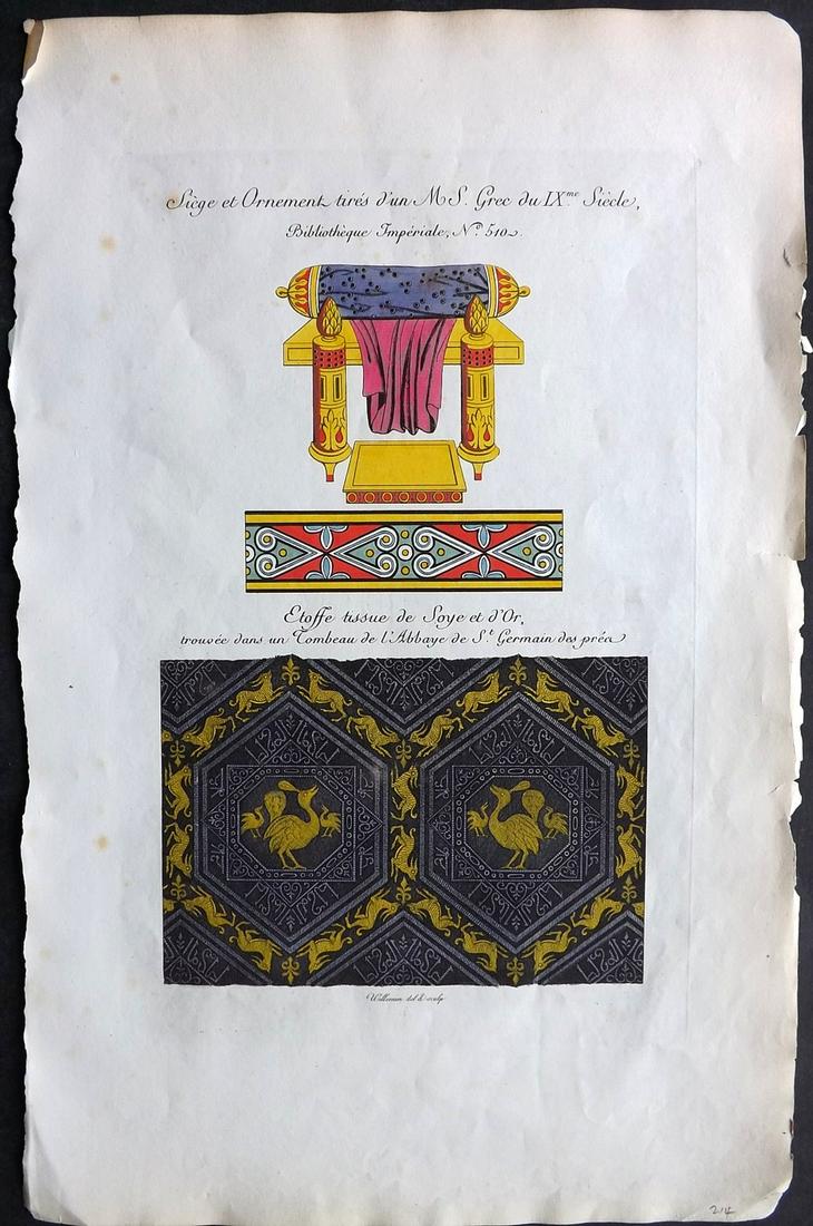 Willemin Monuments Francais 1839 Folio HCol Print: Folio Etching 1839, Paris "Monuments Francais..." by Nicholas Xavier Willemin. Very fine hand colour as issued. Paper Size: 17.5 x 11 inch (45 x 28cm) Approx. Good Condition overall