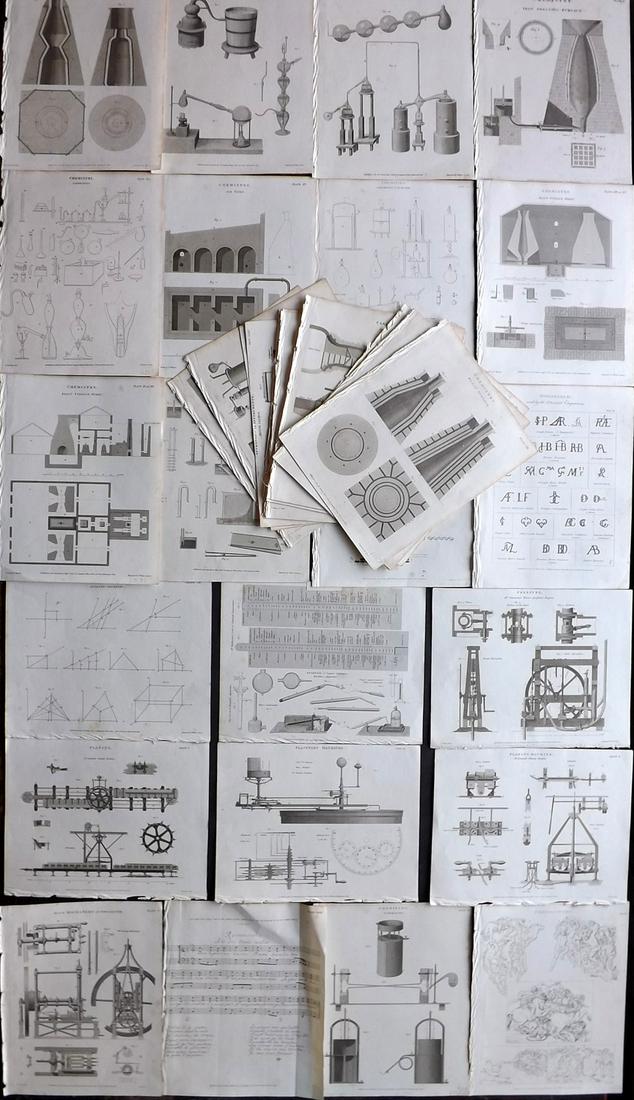 Rees, Abraham 1820 Lot of 40 Science & Tech Prints: Copper Plates Published 1802-20 by Longman, Hurst, Rees & Orme for "The Cycloaedia: or, Universal dictionary of arts, sciences, and literature" By Abraham Rees. Paper Size: 10.5 x 8.5 inch (27 x 22cm)
