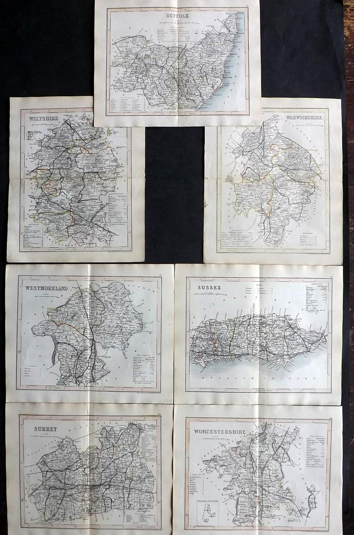 Dugdale & Archer C1840 Lot of 7 English County Maps (1 of 2)