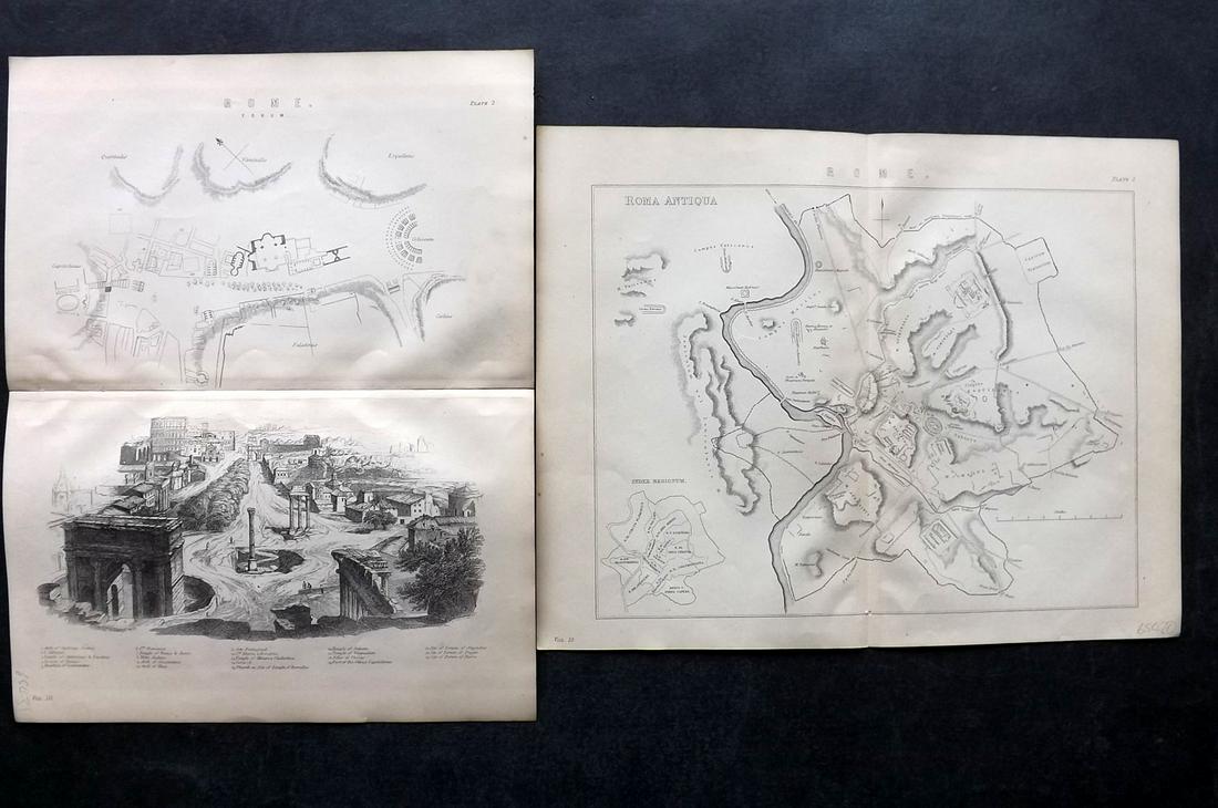 National Encyclopedia C1875 Pair of Maps of Rome Italy (1 of 2)