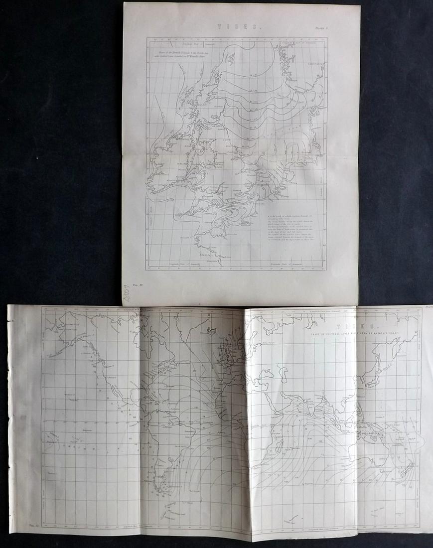 National Encyclopedia C1875 Pair of Tide Maps (1 of 2)