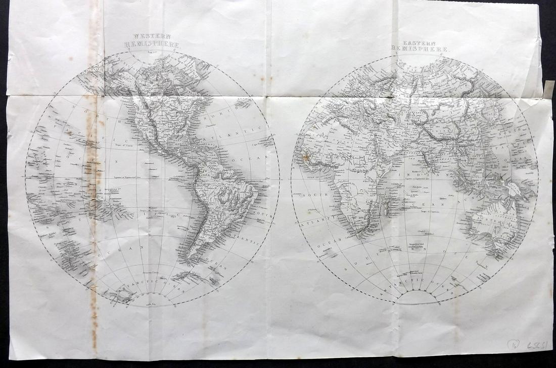 Rapkin, John 1860 Antique Map. World Hemispheres (1 of 2)