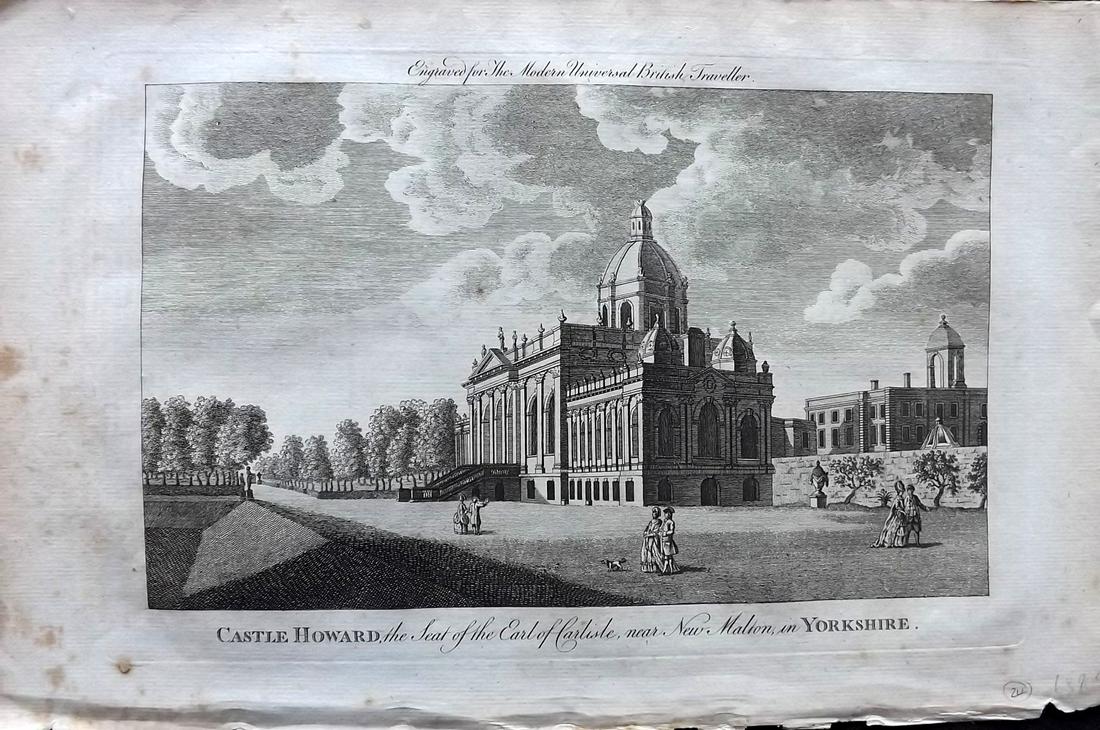 Burlington 1779 Folio British View. Castle Howard, Yorks: Folio Copper Plate Published 1779 by J. Cooke, London for "The Modern Universal British Traveller or, a New, Complete, and Accurate tour Through England, Wales, Scotland, and the Neighbouring Islands"