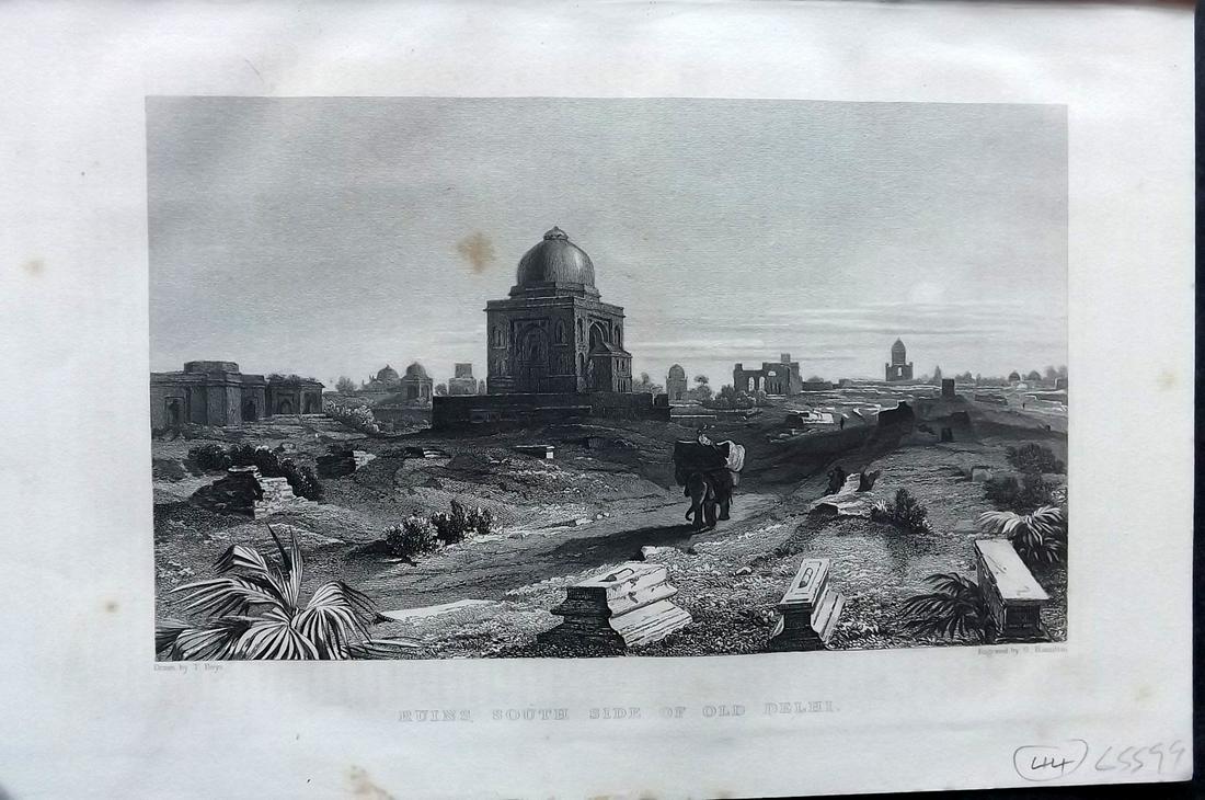 Wright, Thomas 1860 Print. Ruins, Old Delhi, India (1 of 2)