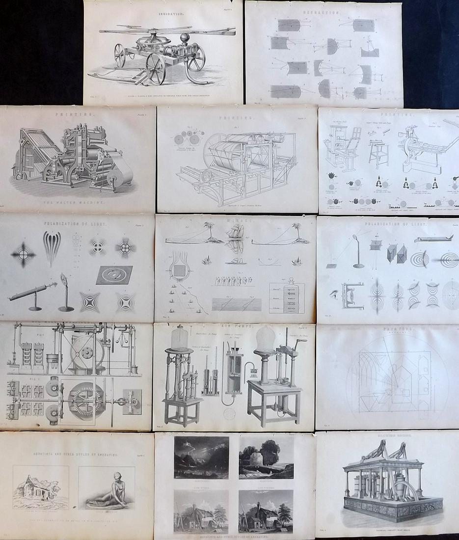 National Encyclopedia C1875 Lot of 14 Science Prints (1 of 2)