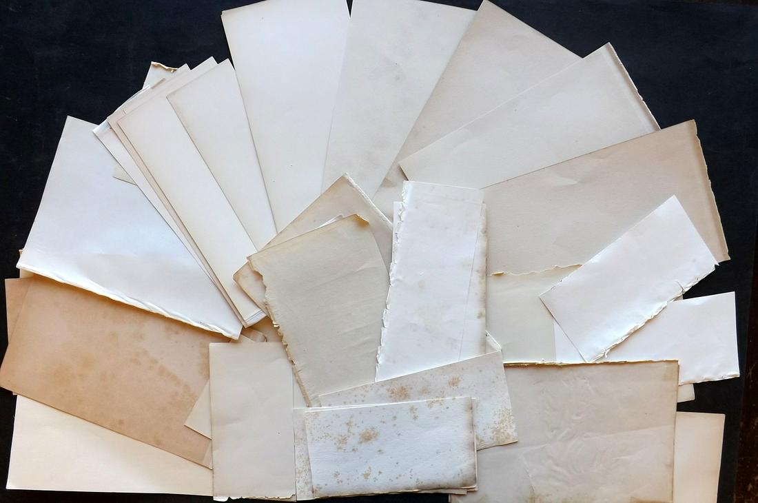Old Paper, Bookbinding 19th Cent. Lot of 35 Sheets (1 of 2)