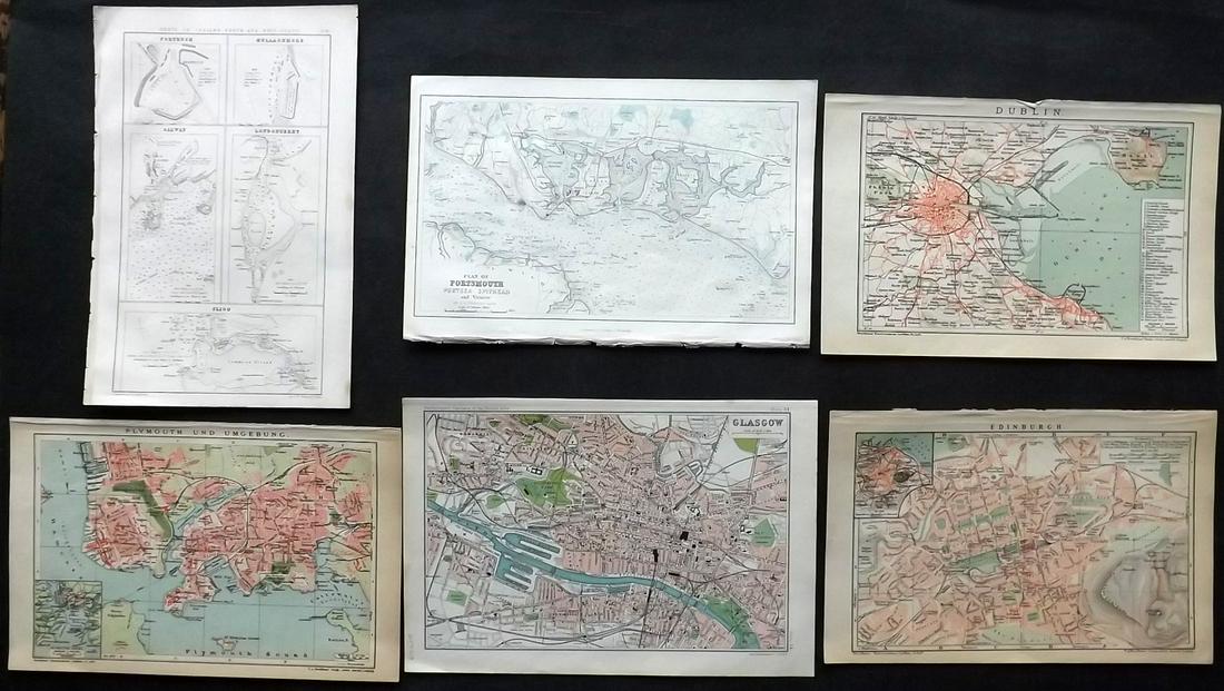 UK & Ireland 19th Cent. Lot of 6 Town & City Plans (1 of 2)