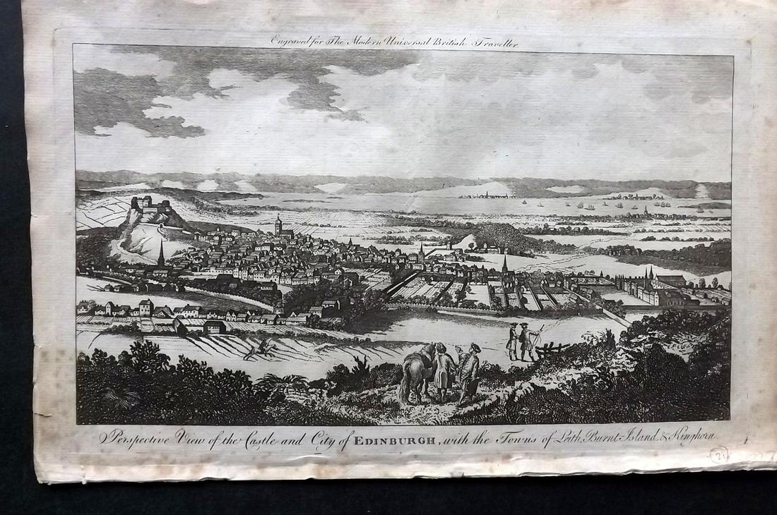 Burlington 1779 British View. Edinburgh, Scotland: Folio Copper Plate Published 1779 by J. Cooke, London for "The Modern Universal British Traveller or, a New, Complete, and Accurate tour Through England, Wales, Scotland, and the Neighbouring Islands"