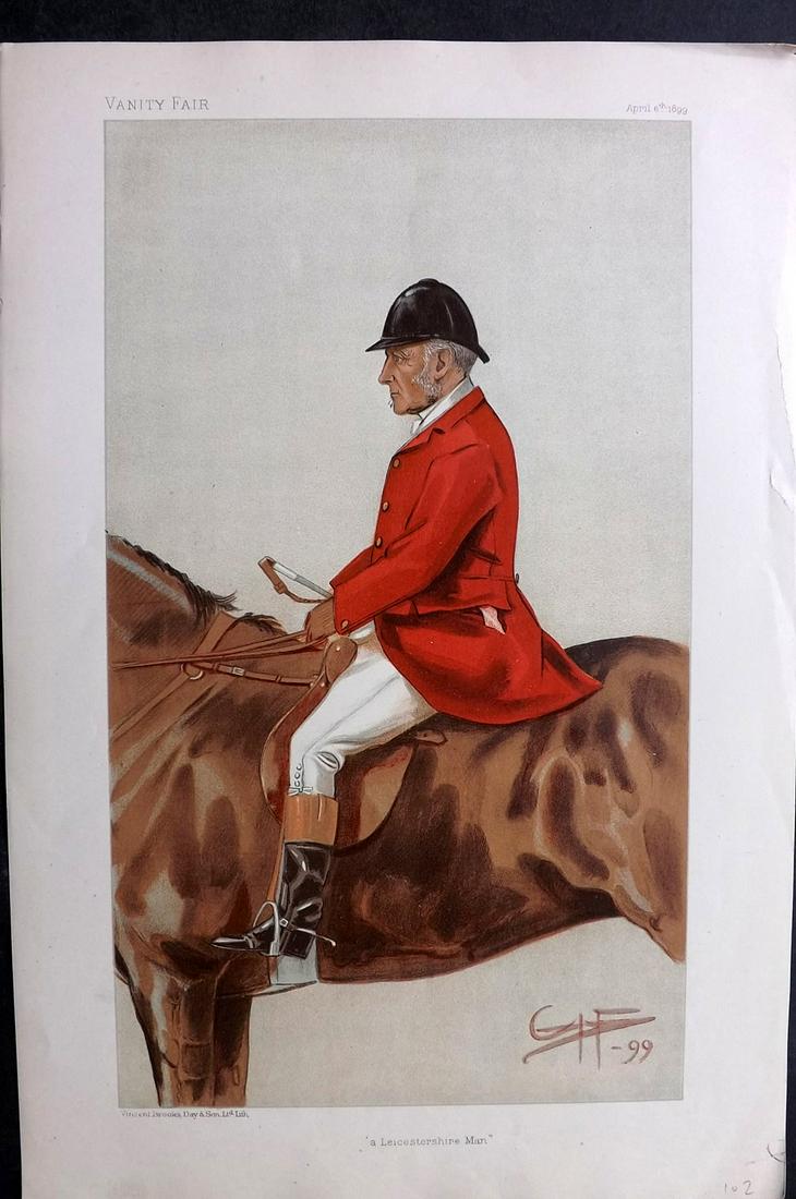 Vanity Fair Print 1899 William Ward Tailby, Foxhunter: Chromolithograph Published 1869-1914, London for "Vanity Fair" Paper Size: 15 x 10 inch (38 x 25cm) Approx. Some toning. A few small closed margin tears