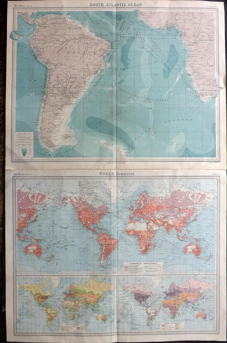Bartholomew, John 1922 Pair LG Maps. World, Atlantic (1 of 2)