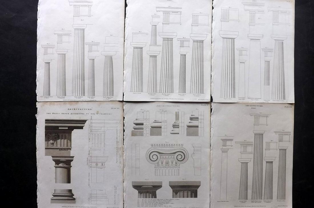 Rees, Abraham 1820 Lot of 6 Architecture Columns (1 of 2)