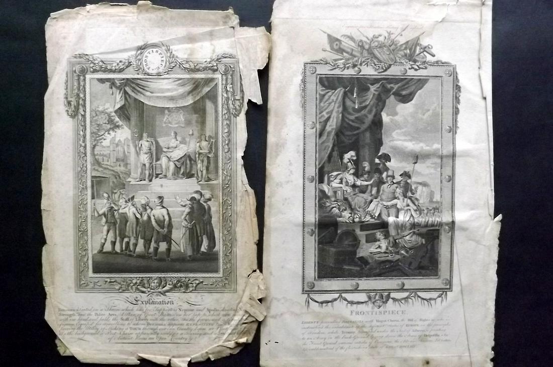 Frontispieces 1779-99 Pair of Classical Engravings: Folio Copper Plates Published 1779, London for "The Modern Universal British Traveller or, a New, Complete, and Accurate tour Through England, Wales, Scotland, and the Neighbouring Islands" by Charles