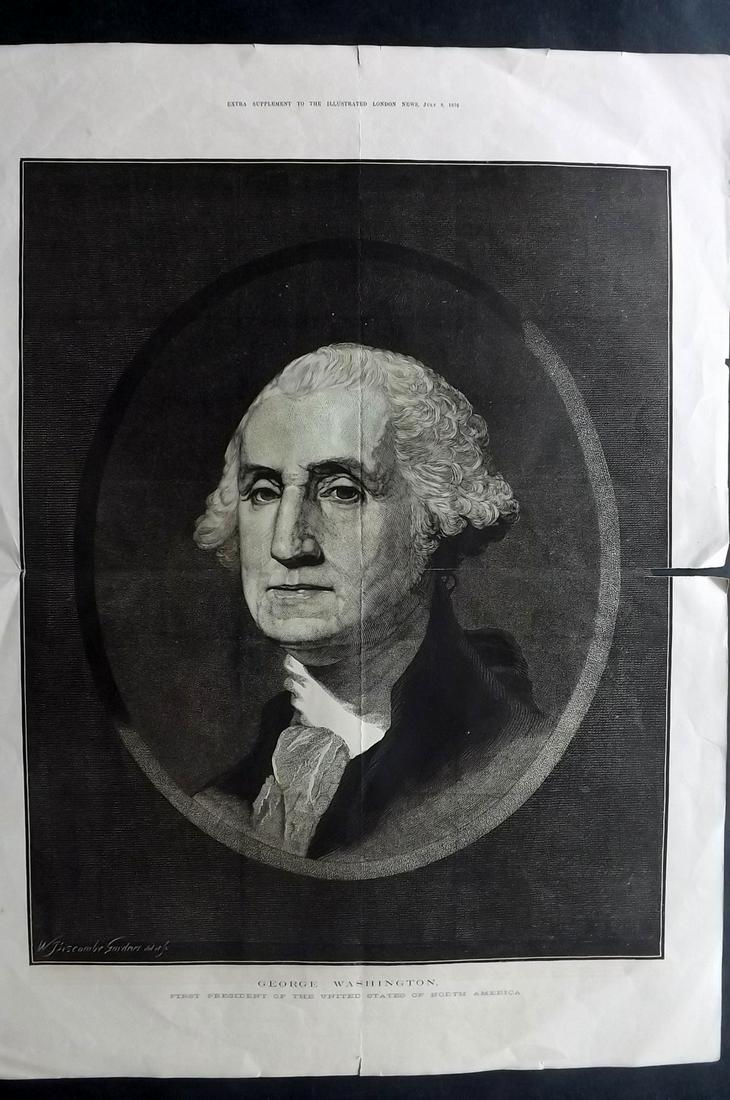 ILN 1876 LG Folio Portrait of George Washington, USA (1 of 2)
