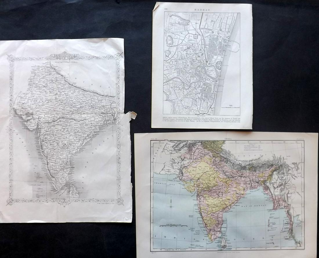 India 1860-1890's Lot of 3 Antique Maps (1 of 2)