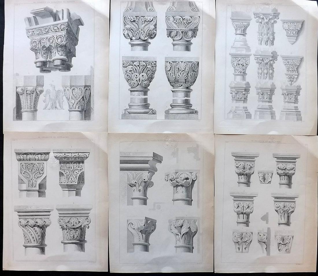 Heideloff, Carl C1895 Lot of 6 Architectural Columns (1 of 2)
