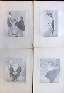 Beerbohm, Max 1907 Lot of 4 Folio Caricatures: Folio Lithographs Published 1907, London for "A Book of Caricatures" by Max Beerbohm. On heavy paper. Paper Size: 15 x 10.5 inch (38 x 27cm) Minor margin tone spotting. Good Condition