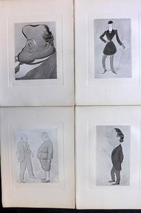 Beerbohm, Max 1907 Lot of 4 Folio Caricatures: Folio Lithographs Published 1907, London for "A Book of Caricatures" by Max Beerbohm. On heavy paper. Paper Size: 15 x 10.5 inch (38 x 27cm) Minor margin tone spotting. Good Condition