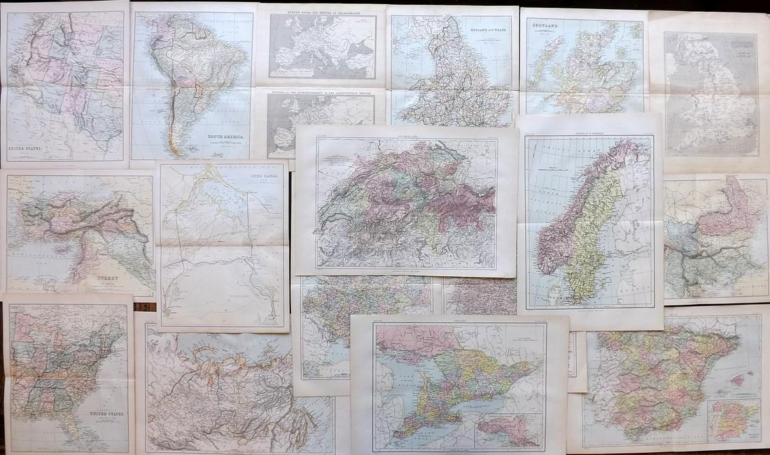 Maps 1890's Mixed Lot of of 17. Encyclopedia's (1 of 5)