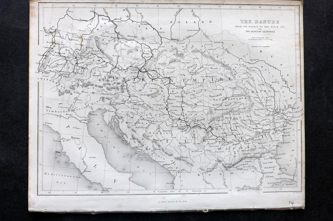 Hughes, W. 1842 Antique Map of the Danube (1 of 2)