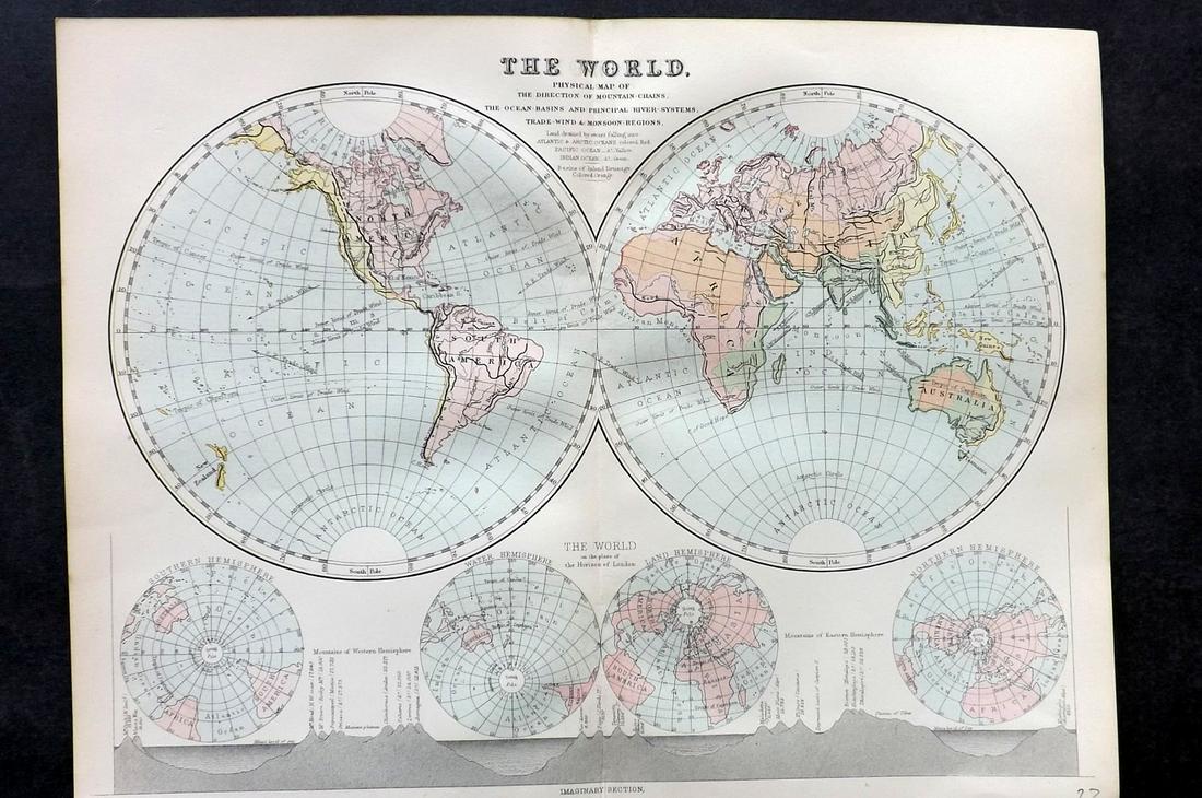 National Encyclopedia C1875 Map. World Hemispheres (1 of 2)