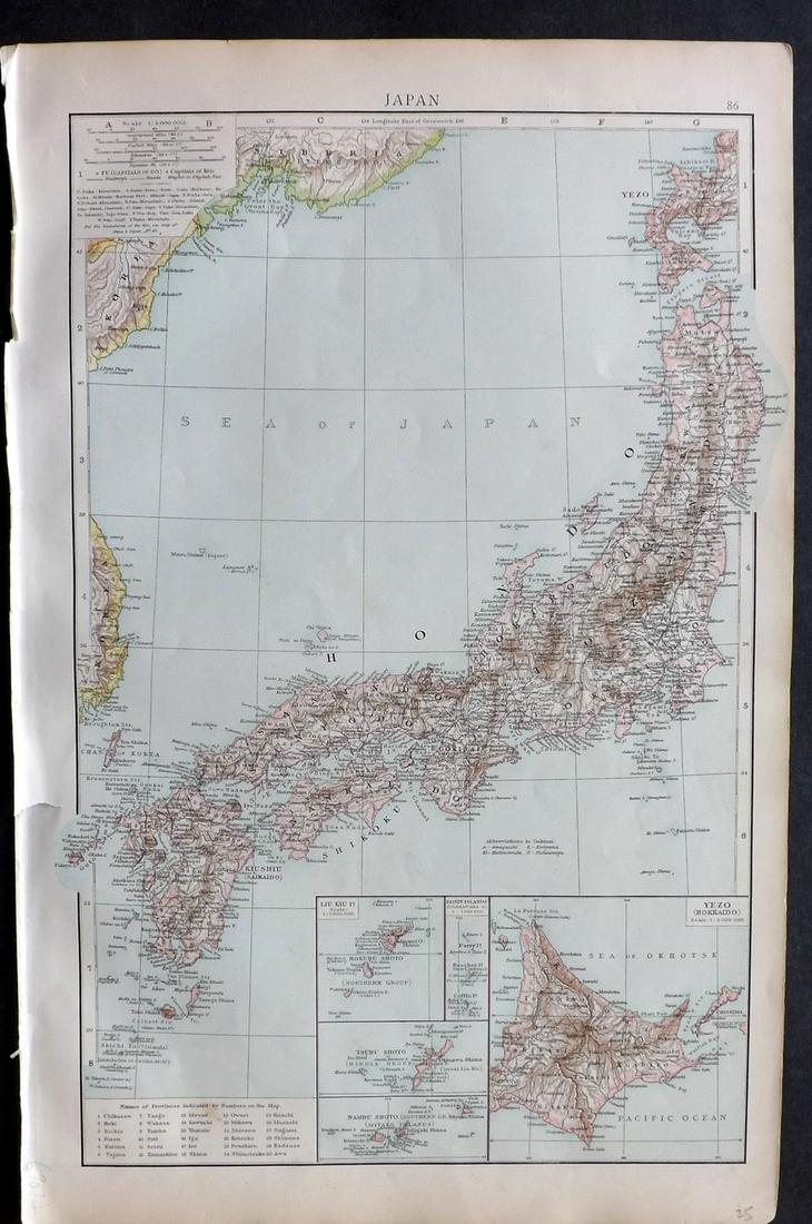 Times Atlas 1895 Antique Map. Japan (1 of 2)