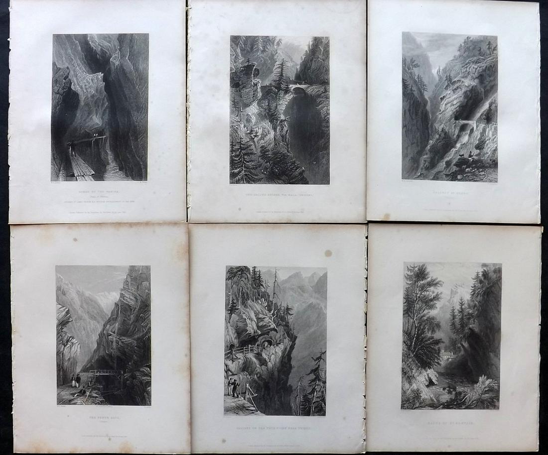 Bartlett, William 1836 Lot of 6 Views of Switzerland: Steel Engravings Published 1836, London for "Switzerland Illustrated…" by William Beattie. Illustrated by William Henry Bartlett. Paper Size: 10.5 x 8 inch (27 x 21cm) Good Condition overall