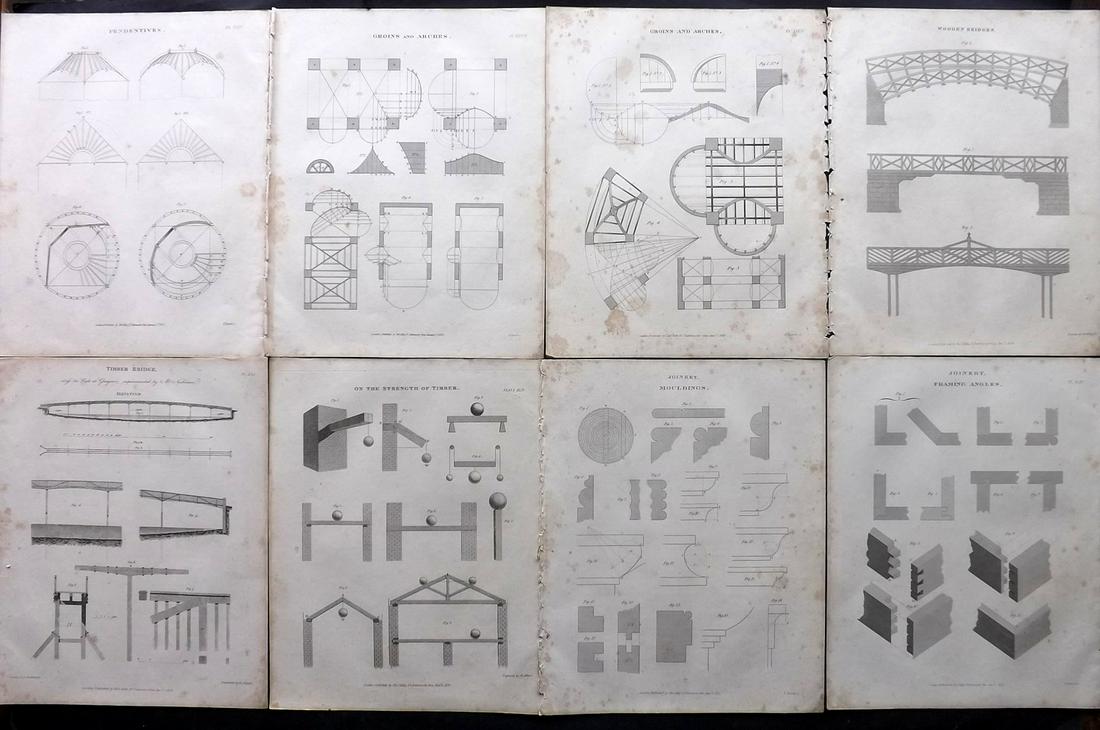 Nicholson, Peter 1847 Lot of 8 Building/Architecture (1 of 2)