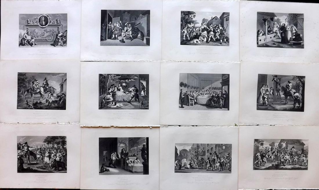 Hogarth, William C1870 Set of 12 Prints. Hudibras: Steel Engravings Published C1870, London for "The Complete Works of William Hogarth" by James Hannay, Rev. Trusler and E. F. Roberts. Paper Size: 12 x 8.5 inch (30 x 22cm) A couple of minor margin ton