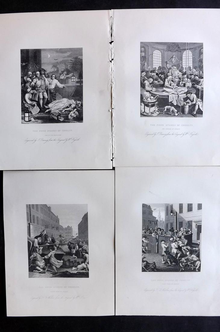 Hogarth, William C1870 Set of 4. Four Stages Cruelty (1 of 2)