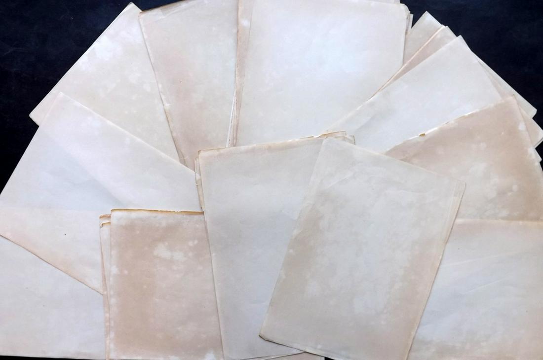 Old Paper, Bookbinding 1850's Lot of 30 Wove Sheets: Lot of Uniform British thin Wove Paper Sheets, 1850's, 4to. Paper Size: 11 x 8 inch (28 x 21cm) All toned.
