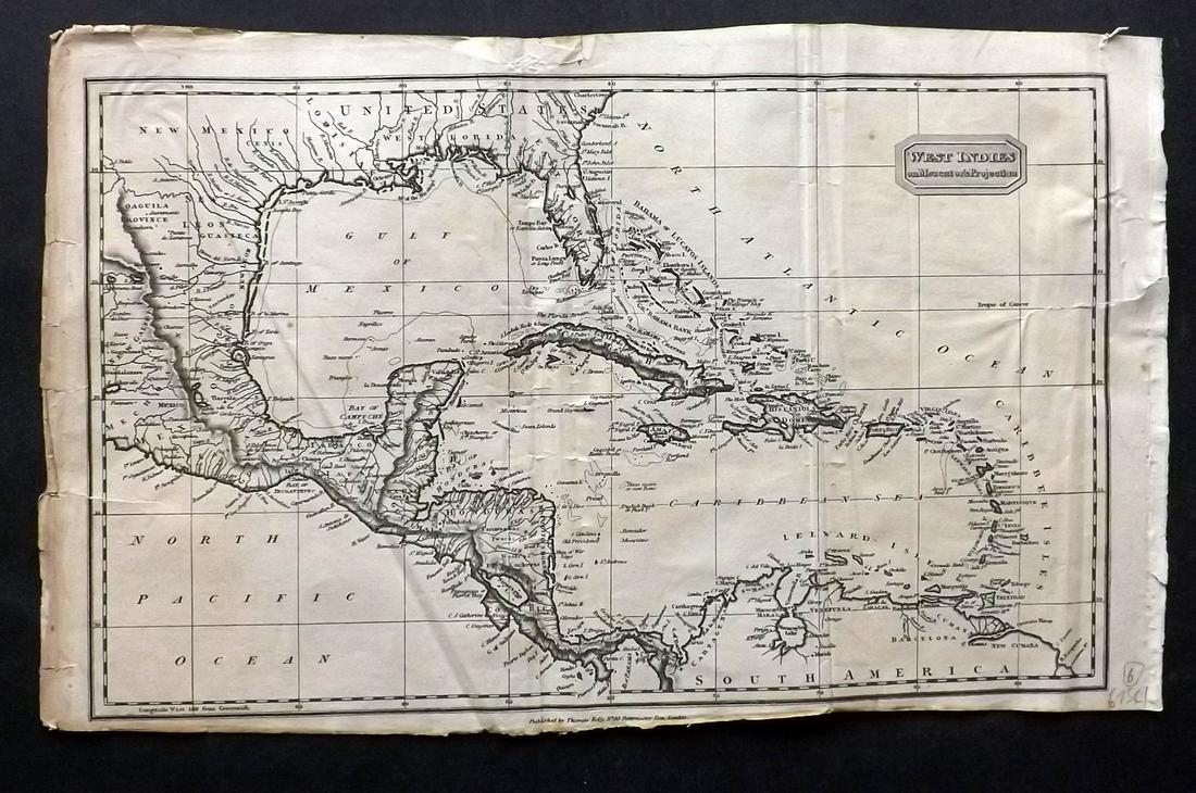 Kelly, Christopher 1816 Map. West Indies Caribbean (1 of 2)