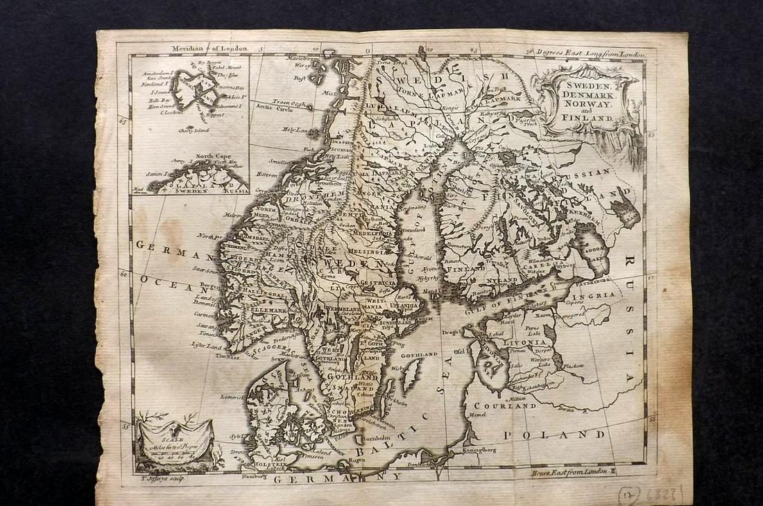 Salmon & Jeffreys 1749 Map. Sweden Denmark Norway (1 of 2)