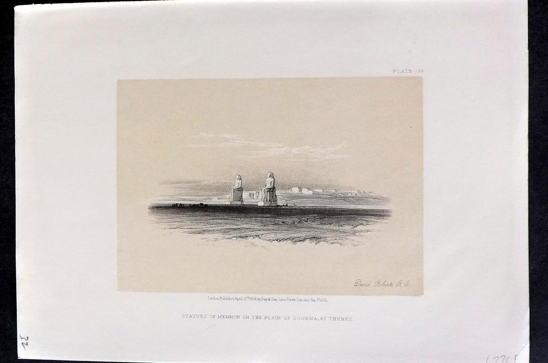 Roberts, David 1856 Print Statues of Memnon, Thebes 136 (1 of 2)