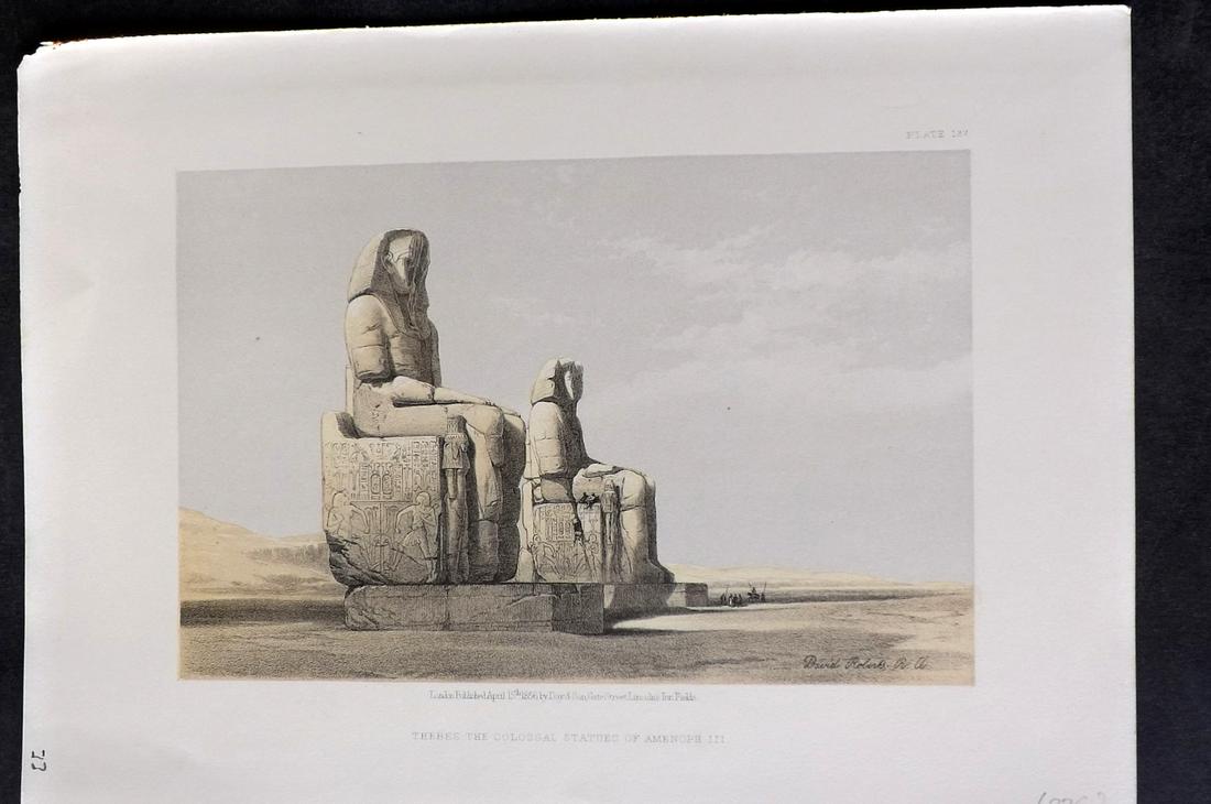 Roberts, David 1856 Print. Statues Amenop III 137 Egypt (1 of 2)