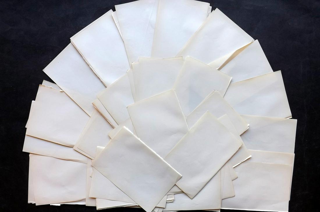 Old Paper, Bookbinding 1860's Lot of 50 Stock Sheets: Lot of Uniform British Stock Paper Sheets, 1860's, 8vo. Paper Size: 7 x 4.75 inch (18 x 12cm) Good Condition