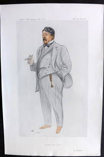 Vanity Fair Print 1913 Arnold Bennett, Literary: Chromolithograph Published 1869-1914, London for "Vanity Fair" Paper Size: 15 x 10 inch (38 x 25cm) Good Condition