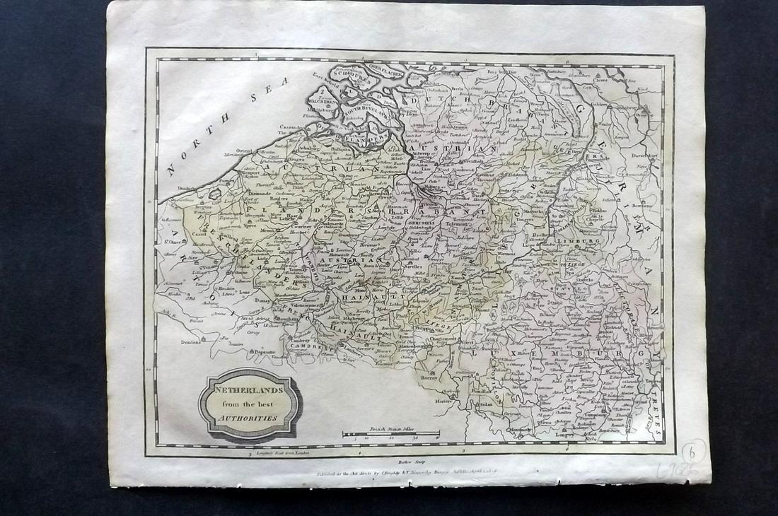 Barclay, James 1812 Hand Col Map. Netherlands: Hand Colored Copper Engraved Map Published 1812-13 by Brightly & Childs, Bungay for "A Complete and Universal Dictionary of the English Language..." by the Rev. James Barclay. Paper Size: 10.5 x 8 inc