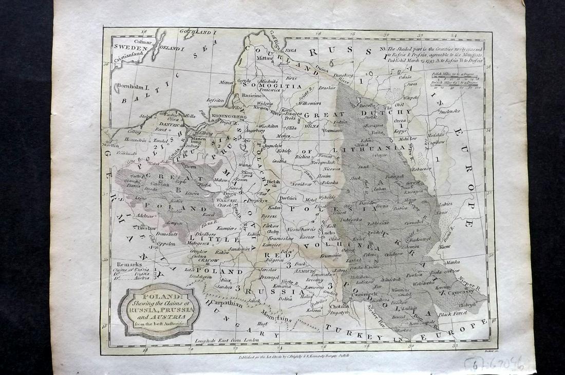 Barclay, James 1812 Hand Col Map. Poland (1 of 2)