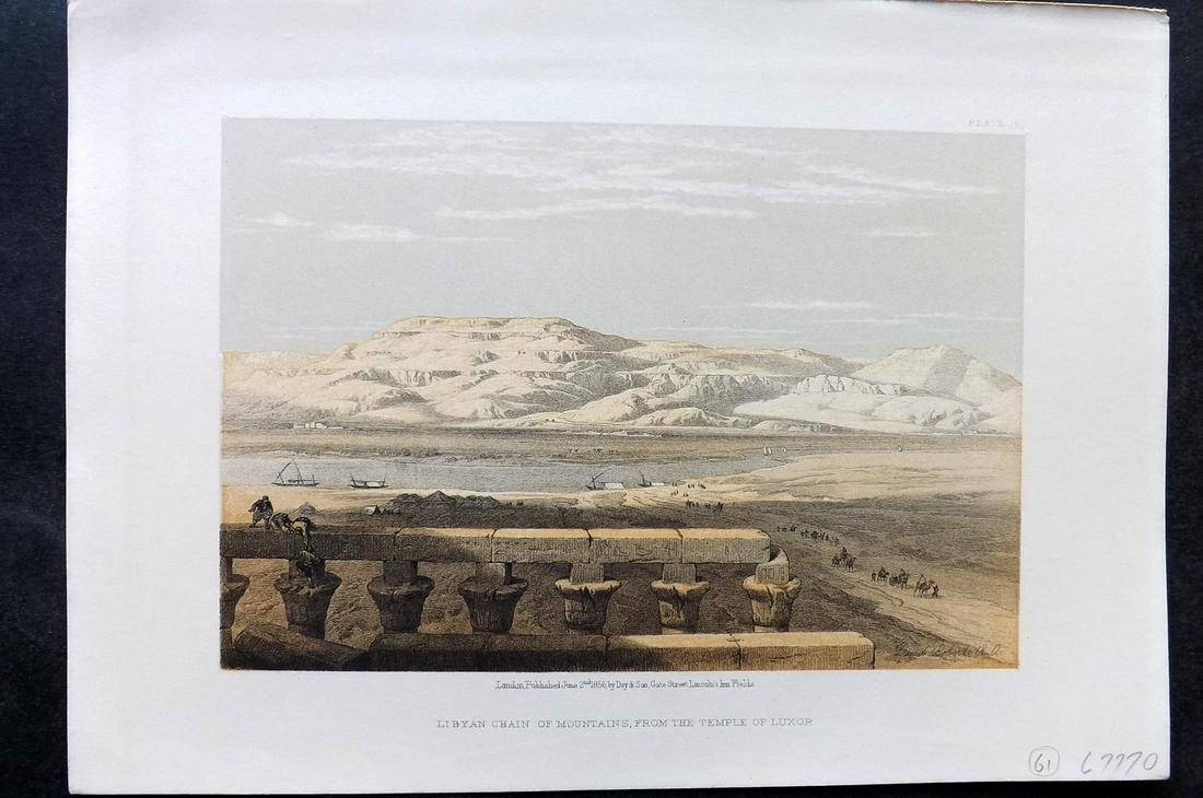 Roberts, David 1856 Print Libyan Chain of Mountains 155: Lithograph Published 1855-6 by Day & Son, London for "The Holy Land, Syria, Idumea, Arabia, Egypt & Nubia" Second Edition (First Quarto Edition) by David Roberts. Paper Size: 11.5 x 8 inch (29 x 20cm)