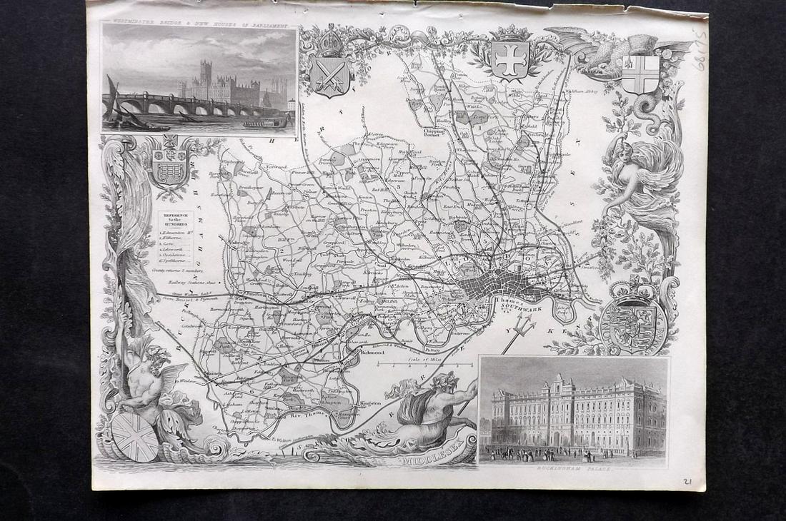 Moule, Thomas C1845 British Map. Middlesex London (1 of 2)