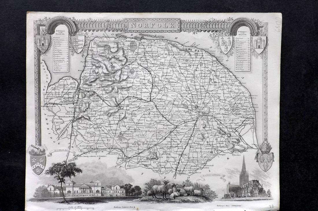 Moule, Thomas C1845 British Map. Norfolk (1 of 2)