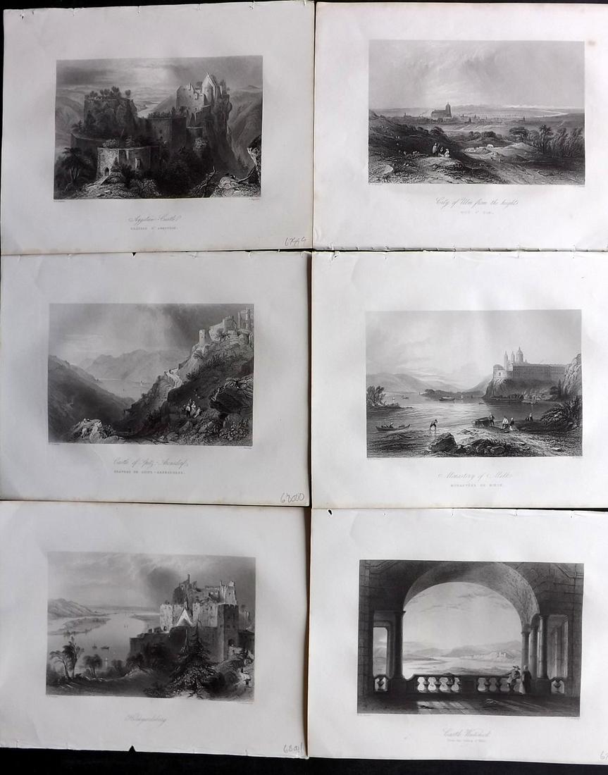 Bartlett, William 1842 Lot of 6 Danube Views: Steel Engravings Published 1842-44, London for "The Danube, its History, Scenery, and Topography..." by William Beattie. Illustrated by William Henry Bartlett. Paper Size: 10.5 x 8 inch (27 x 21cm) Go