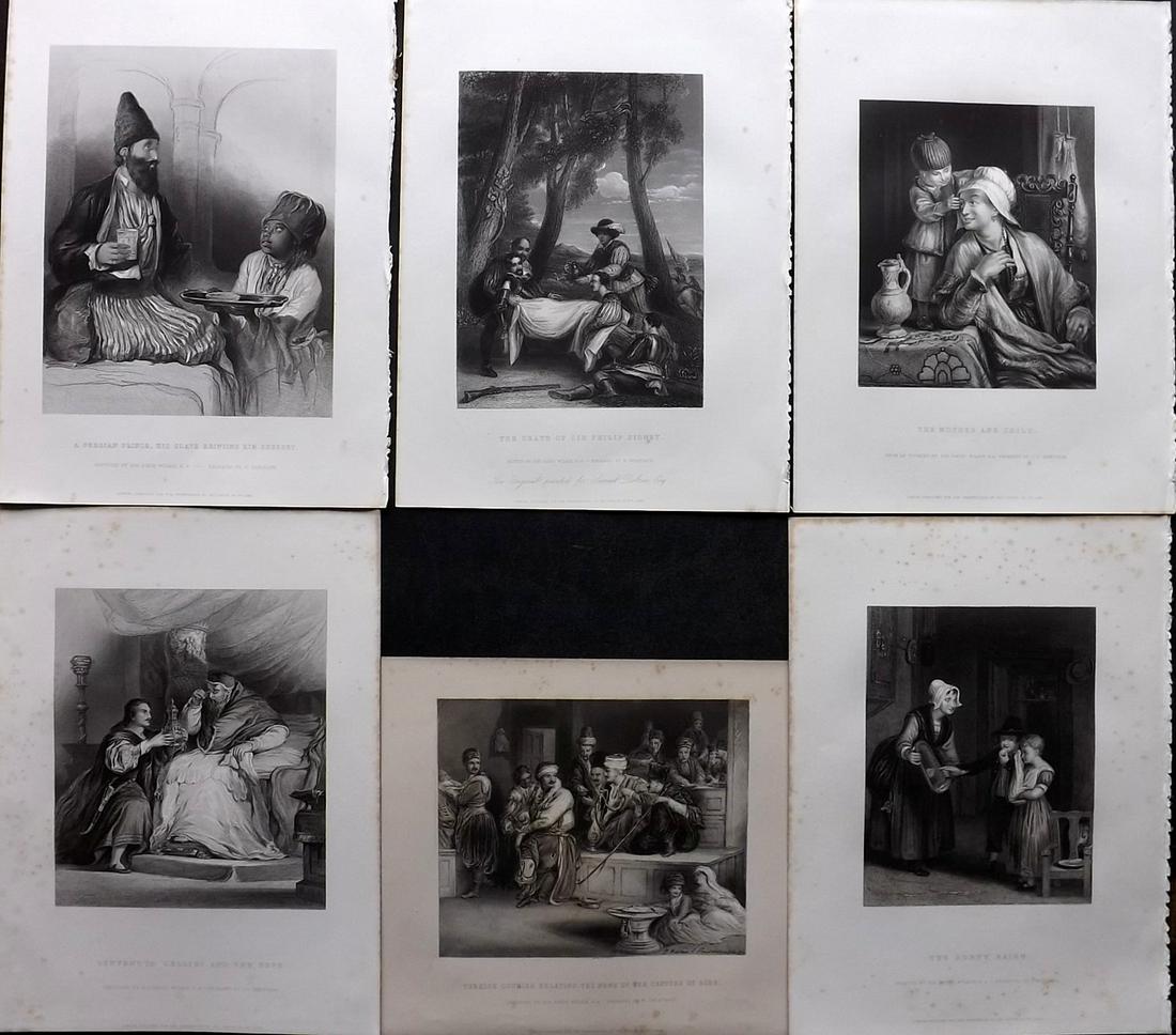 Wilkie, David C1870 Lot of 6 Folio Engravings Genre etc (1 of 2)