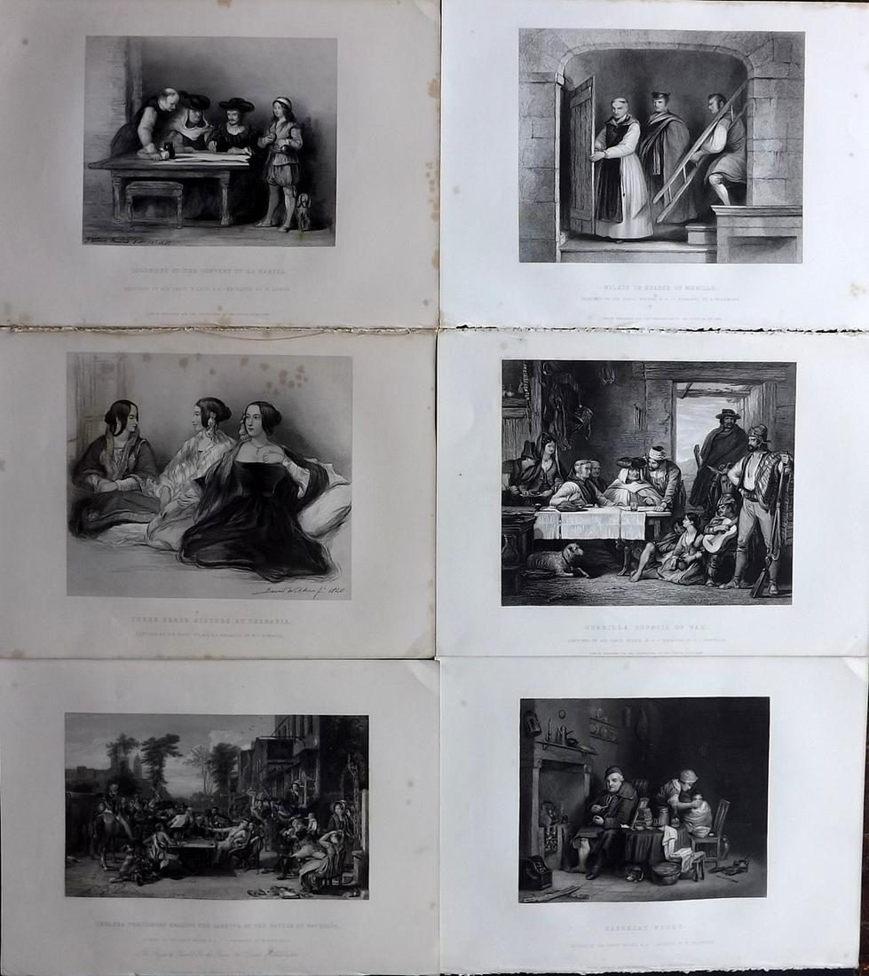 Wilkie, David C1870 Lot of 6 Folio Engravings Genre etc (1 of 2)