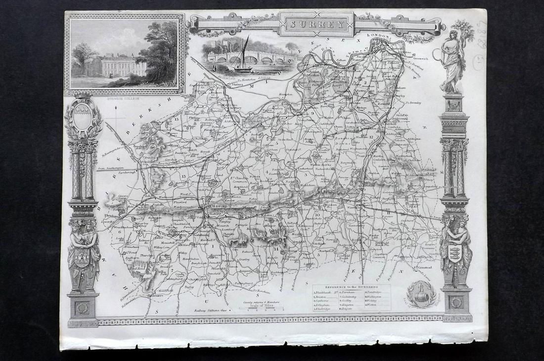 Moule, Thomas C1845 British Map. Surrey (1 of 2)