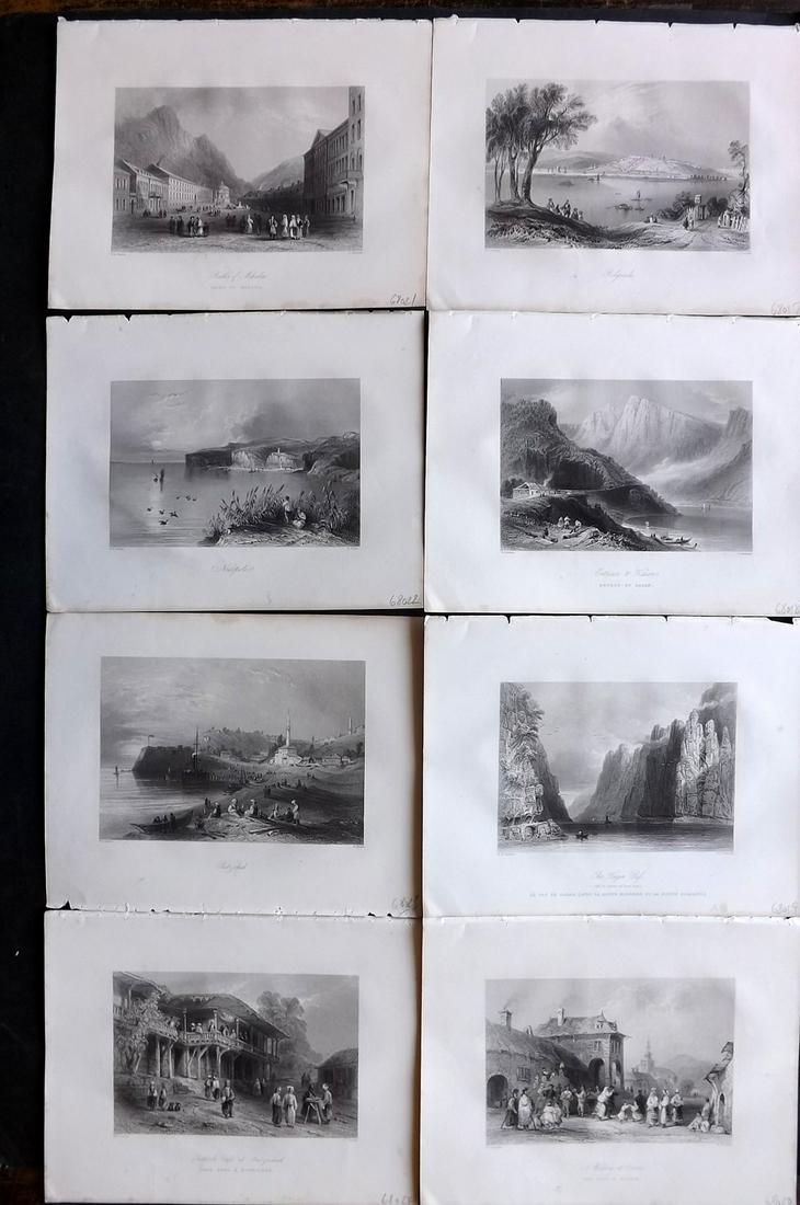 Bartlett, William 1842 Lot of 8 Danube Views: Steel Engravings Published 1842-44, London for "The Danube, its History, Scenery, and Topography..." by William Beattie. Illustrated by William Henry Bartlett. Paper Size: 10.5 x 8 inch (27 x 21cm) Go