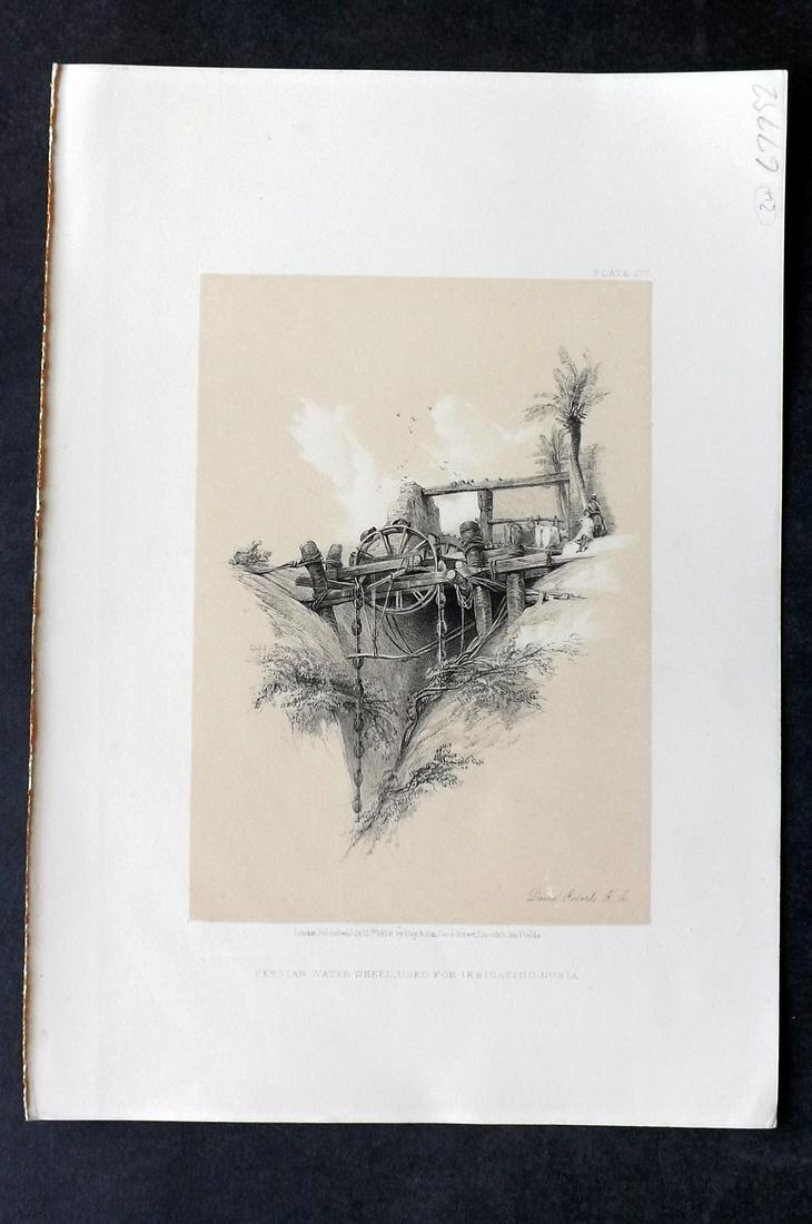 Roberts, David 1856 Print. Persian Water Wheel 177 (1 of 2)